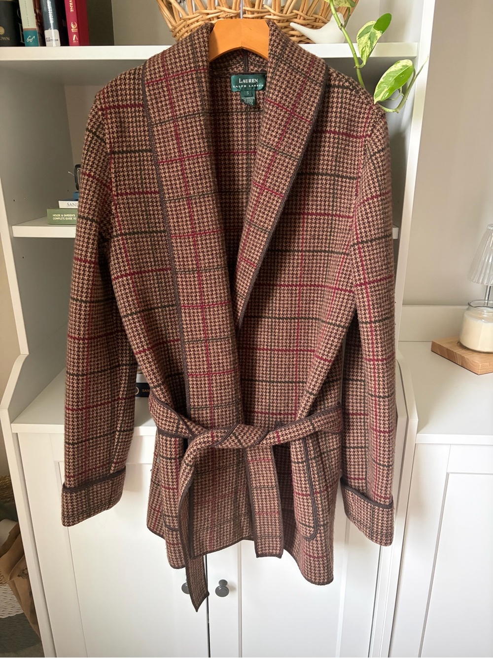 Vintage Ralph Lauren Brown Plaid Belted Wool Jacket